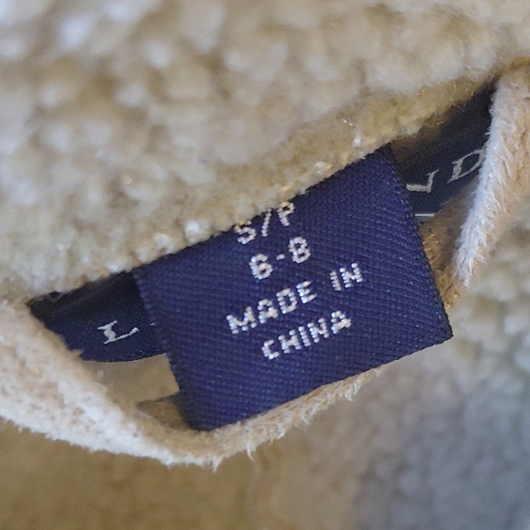 Lands End Women's Tan Sherpa Coat Size Small Petite 6-8 - Picture 9 of 16